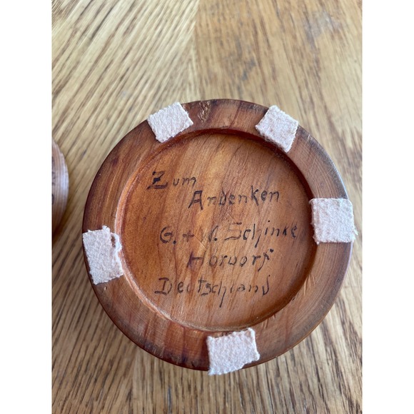 Vintage German Hand Turned Wood Lidded Jar Pyrography Souvenir Deutschland - Picture 3 of 7